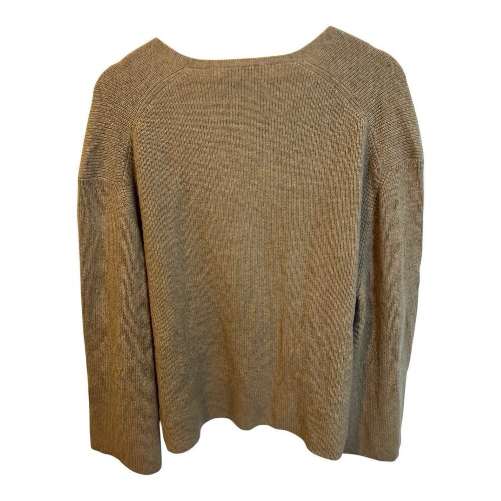 M.M. LaFleur Sophie 100% Cashmere Sweater XL Deep Flax Knit V-Neck Bell Sleeve - Picture 3 of 10